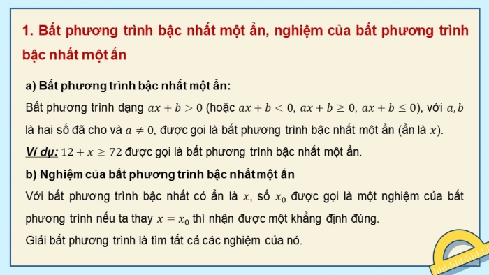 Giáo án PPT dạy thêm Toán 9 Chân trời bài 2: Bất phương trình bậc nhất một ẩn