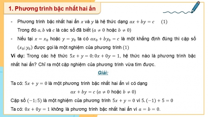 Giáo án PPT dạy thêm Toán 9 Kết nối bài 1: Khái niệm phương trình và hệ hai phương trình bậc nhất hai ẩn