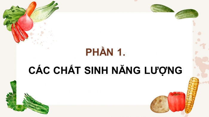 Giáo án điện tử Công nghệ 9 Chế biến thực phẩm Kết nối Bài 1: Thành phần dinh dưỡng trong thực phẩm