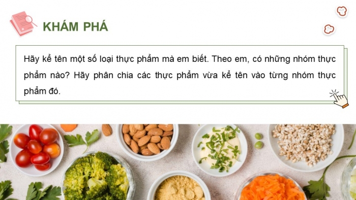 Giáo án điện tử Công nghệ 9 Chế biến thực phẩm Kết nối Bài 2: Lựa chọn và bảo quản thực phẩm