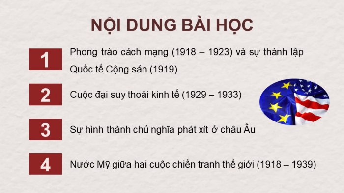 Giáo án điện tử Lịch sử 9 chân trời Bài 2: Châu Âu và nước Mỹ từ năm 1918 đến năm 1945