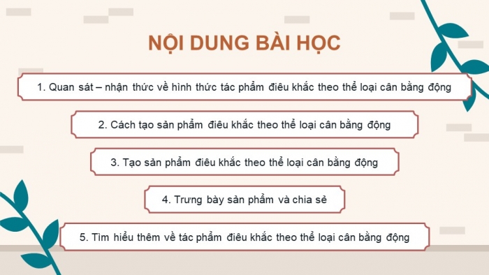 Giáo án điện tử Mĩ thuật 9 chân trời bản 1 Bài 4: Tạo tác phẩm theo thể loại điêu khắc cân bằng động