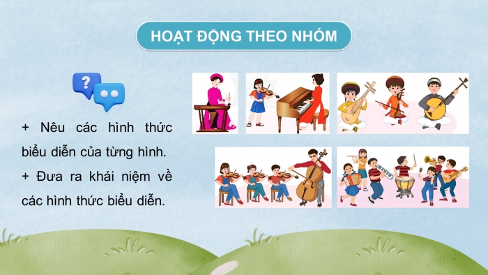 Giáo án điện tử Âm nhạc 5 chân trời Tiết 4: Thường thức âm nhạc Một số hình thức biểu diễn nhạc cụ, Nhà ga âm nhạc