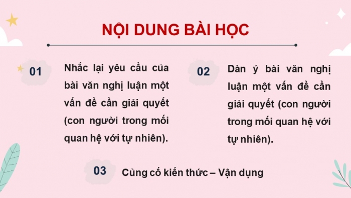 Giáo án PPT dạy thêm Ngữ văn 9 Kết nối bài 1: Viết bài văn nghị luận về một vấn đề cần giải quyết (con người trong mối quan hệ với tự nhiên)