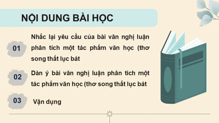 Giáo án PPT dạy thêm Ngữ văn 9 Kết nối bài 2: Viết bài văn nghị luận phân tích một tác phẩm văn học (thơ song thất lục bát)