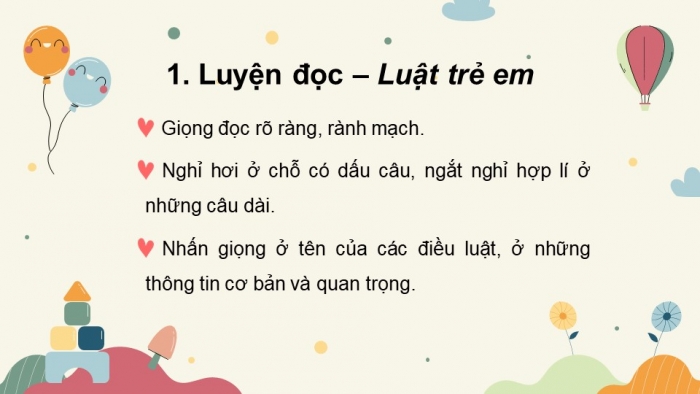 Giáo án PPT dạy thêm Tiếng Việt 5 chân trời bài 6: Bài đọc Luật Trẻ em. Luyện tập viết chương trình hoạt động