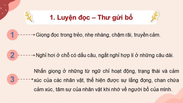 Giáo án PPT dạy thêm Tiếng Việt 5 Kết nối bài 6: Bài đọc Thư của bố. Viết bài văn tả người (Bài viết số 1)