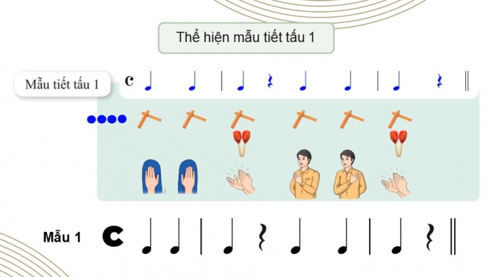 Giáo án điện tử Âm nhạc 9 cánh diều Bài 2 Tiết 2: Thể hiện tiết tấu, ứng dụng đệm cho bài hát Tuổi mười lăm, Ôn tập Bài hoà tấu số 1, Trải nghiệm và khám phá Điền thêm cao độ cho nét nhạc