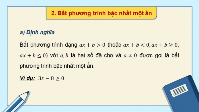 Giáo án PPT dạy thêm Toán 9 Cánh diều Bài 2: Bất phương trình bậc nhất một ẩn