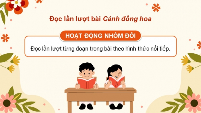 Giáo án PPT dạy thêm Tiếng Việt 5 Kết nối bài 2: Bài đọc Cánh đồng hoa. Tìm hiểu cách viết bài văn kể chuyện sáng tạo (tiếp theo)