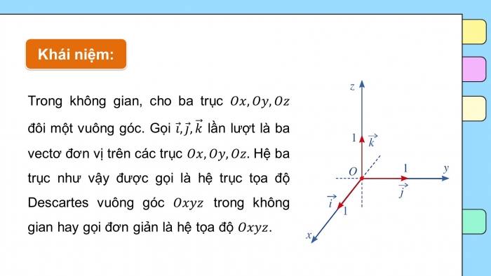 Giáo án PPT dạy thêm Toán 12 chân trời Bài 2: Toạ độ của vectơ trong không gian