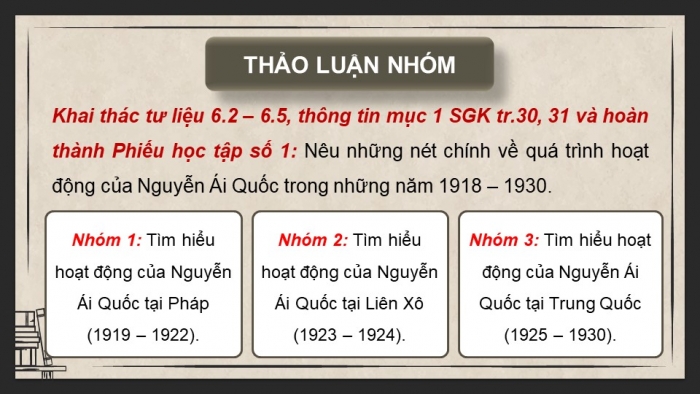 Giáo án điện tử Lịch sử 9 chân trời Bài 6: Hoạt động của Nguyễn Ái Quốc và sự thành lập Đảng Cộng sản Việt Nam