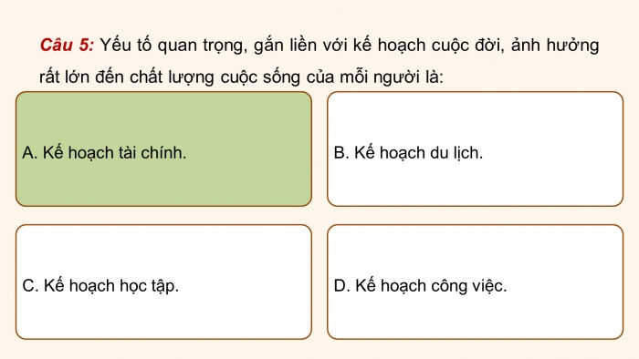 Giáo án điện tử Hoạt động trải nghiệm 12 chân trời bản 1 Chủ đề 5: Thực hiện kế hoạch tài chính trong cuộc sống