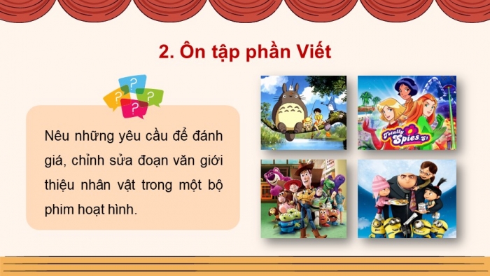 Giáo án PPT dạy thêm Tiếng Việt 5 Kết nối bài 32: Bài đọc Sự tích chú Tễu. Đánh giá, chỉnh sửa đoạn văn giới thiệu nhân vật trong một bộ phim hoạt hình