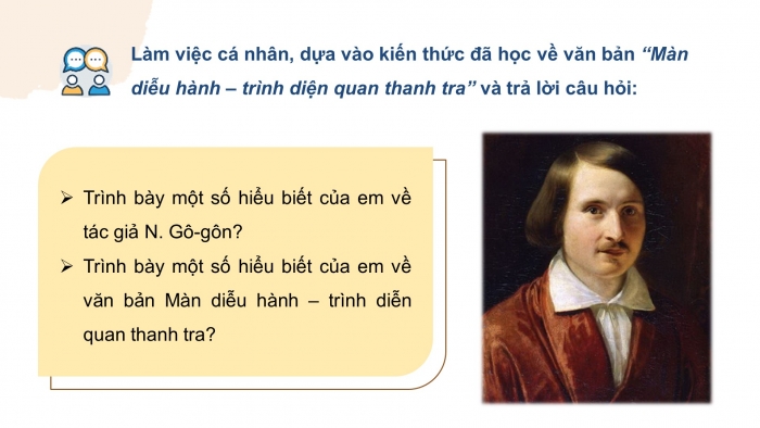 Giáo án PPT dạy thêm Ngữ văn 12 chân trời Bài 5: Màn diễu hành – trình diện quan thanh tra (N. Gô-gôn)