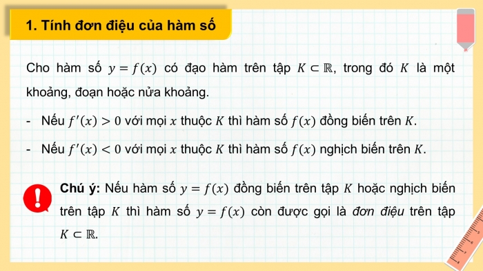 Giáo án PPT dạy thêm Toán 12 cánh diều Bài 1: Tính đơn điệu của hàm số