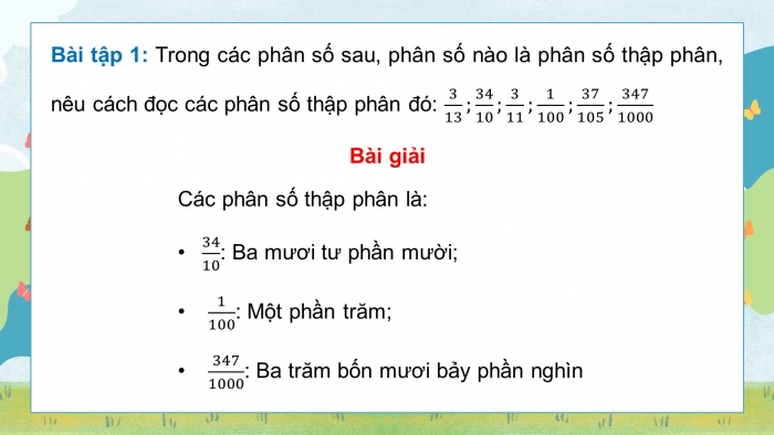 Giáo án PPT dạy thêm Toán 5 Cánh diều bài 12: Phân số thập phân