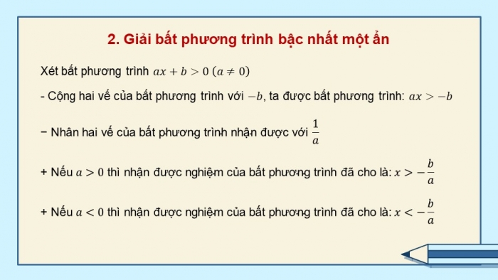 Giáo án PPT dạy thêm Toán 9 Chân trời bài 2: Bất phương trình bậc nhất một ẩn