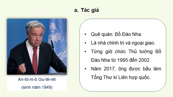 Giáo án PPT dạy thêm Ngữ văn 9 Kết nối bài 8: Biến đổi khí hậu - mối đe dọa sự tồn vong của hành tinh chúng ta (trích Phát biểu của Tổng Thư kí Liên hợp quốc về biến đổi khí hậu, An-tô-ni-ô Gu-tê-rét)