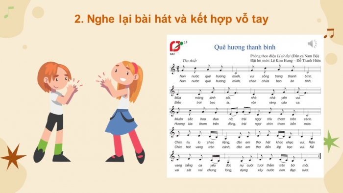 Giáo án điện tử Âm nhạc 9 cánh diều Bài 3 Tiết 2: Nghe bài dân ca Ví đò đưa sông Lam, Dân ca Ví, Giặm Nghệ Tĩnh, Ôn tập bài hát Quê hương thanh bình