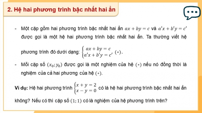 Giáo án PPT dạy thêm Toán 9 Kết nối bài 1: Khái niệm phương trình và hệ hai phương trình bậc nhất hai ẩn