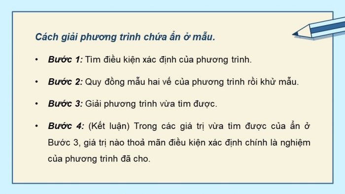 Giáo án PPT dạy thêm Toán 9 Kết nối bài 4: Phương trình quy về phương trình bậc nhất một ẩn