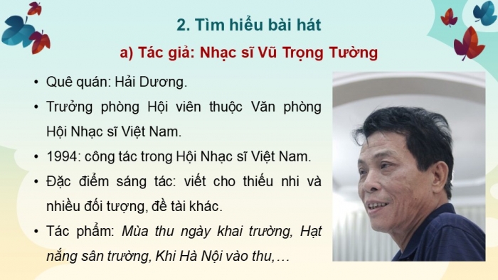 Giáo án điện tử Âm nhạc 9 chân trời Bài 1: Hát Mùa thu ngày khai trường, Nhạc cụ thể hiện tiết tấu