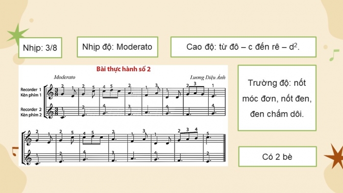 Giáo án điện tử Âm nhạc 9 chân trời Bài 4: Nhạc cụ thể hiện giai điệu Bài thực hành số 2