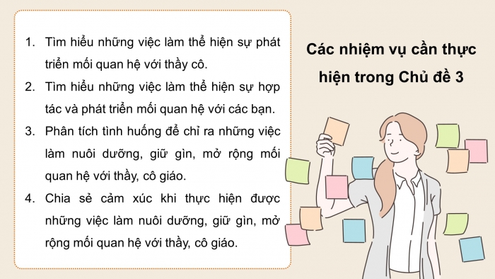 Giáo án điện tử Hoạt động trải nghiệm 12 chân trời bản 1 Chủ đề 3: Phát triển mối quan hệ với thầy cô và các bạn (P1)