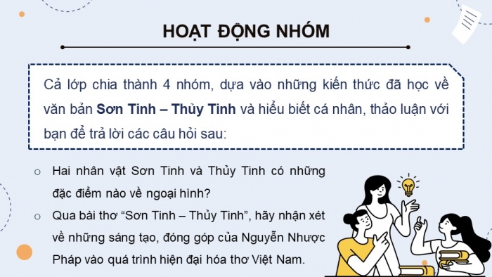 Giáo án PPT dạy thêm Ngữ văn 9 Kết nối bài 1: Sơn Tinh - Thuỷ Tinh (trích, Nguyễn Nhược Pháp)