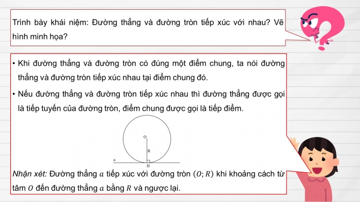 Giáo án PPT dạy thêm Toán 9 Cánh diều Bài 2: Vị trí tương đối của đường thẳng và đường tròn