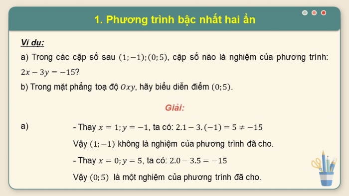 Giáo án PPT dạy thêm Toán 9 Cánh diều Bài 2: Phương trình bậc nhất hai ẩn. Hệ hai phương trình bậc nhất hai ẩn