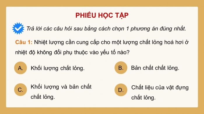 Giáo án điện tử Vật lí 12 kết nối Bài 6: Nhiệt hoá hơi riêng