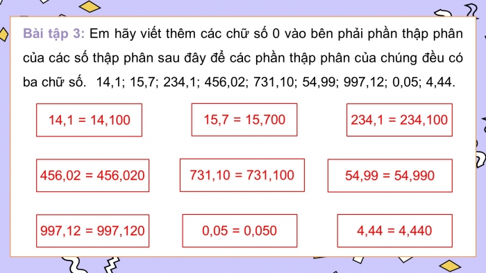 Giáo án PPT dạy thêm Toán 5 Cánh diều bài 17: Số thập phân bằng nhau