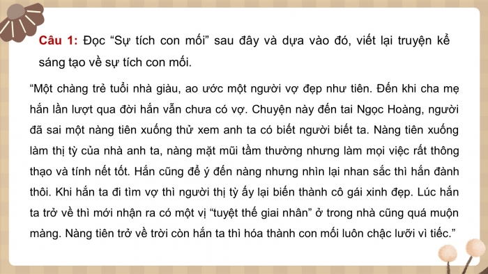 Giáo án PPT dạy thêm Ngữ văn 9 Chân trời bài 4: Viết một truyện kể sáng tạo dựa trên một truyện đã đọc