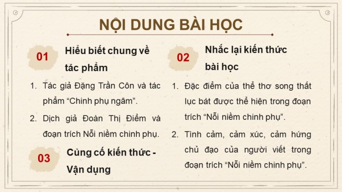 Giáo án PPT dạy thêm Ngữ văn 9 Kết nối bài 2: Nỗi niềm chinh phụ (trích Chinh phụ ngâm, nguyên tác của Đặng Trần Côn, bản dịch của Đoàn Thị Điểm (?))