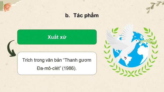 Giáo án PPT dạy thêm Ngữ văn 9 Kết nối bài 8: Đấu tranh cho một thế giới hòa bình (trích, Ga-bri-en Gác-xi-a Mác-két)