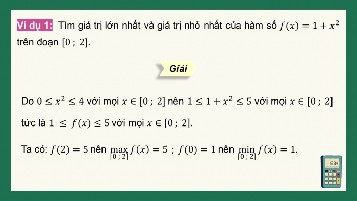 Giáo án điện tử Toán 12 cánh diều Bài 2: Giá trị lớn nhất và giá trị nhỏ nhất của hàm số