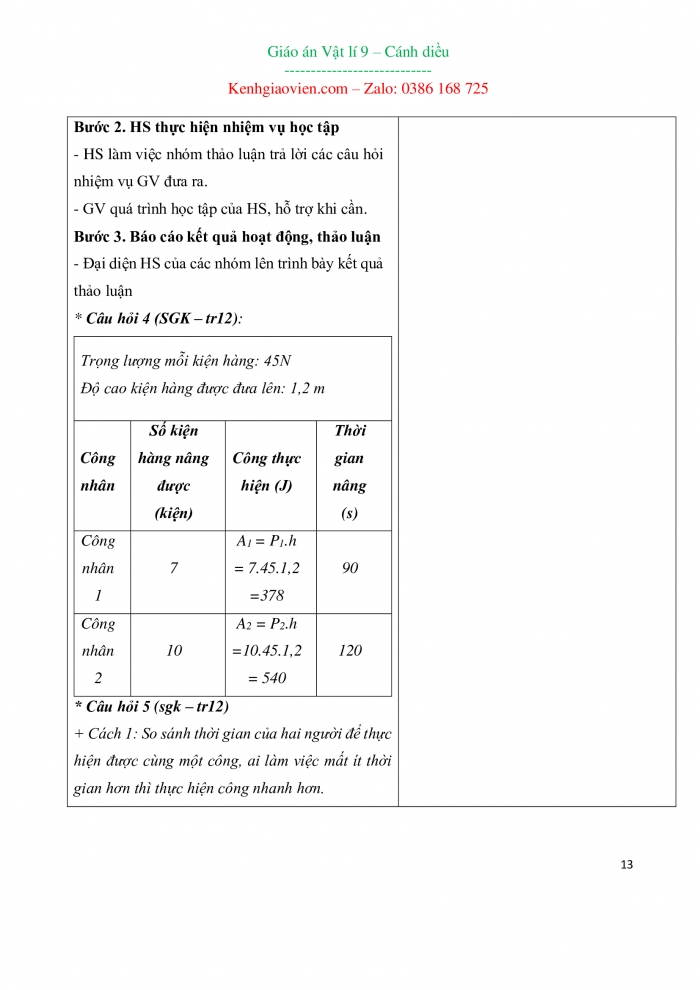 Giáo án và PPT đồng bộ Vật lí 9 cánh diều