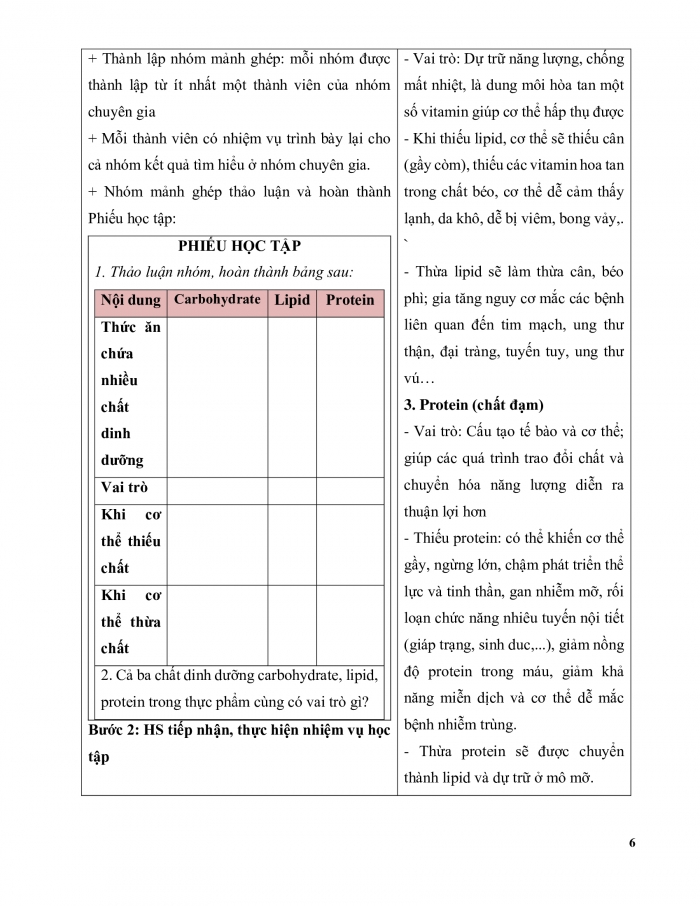 Giáo án và PPT công nghệ 9 chế biến thực phẩm Cánh diều bài 1: Vai trò của các chất dinh dưỡng trong thực phẩm