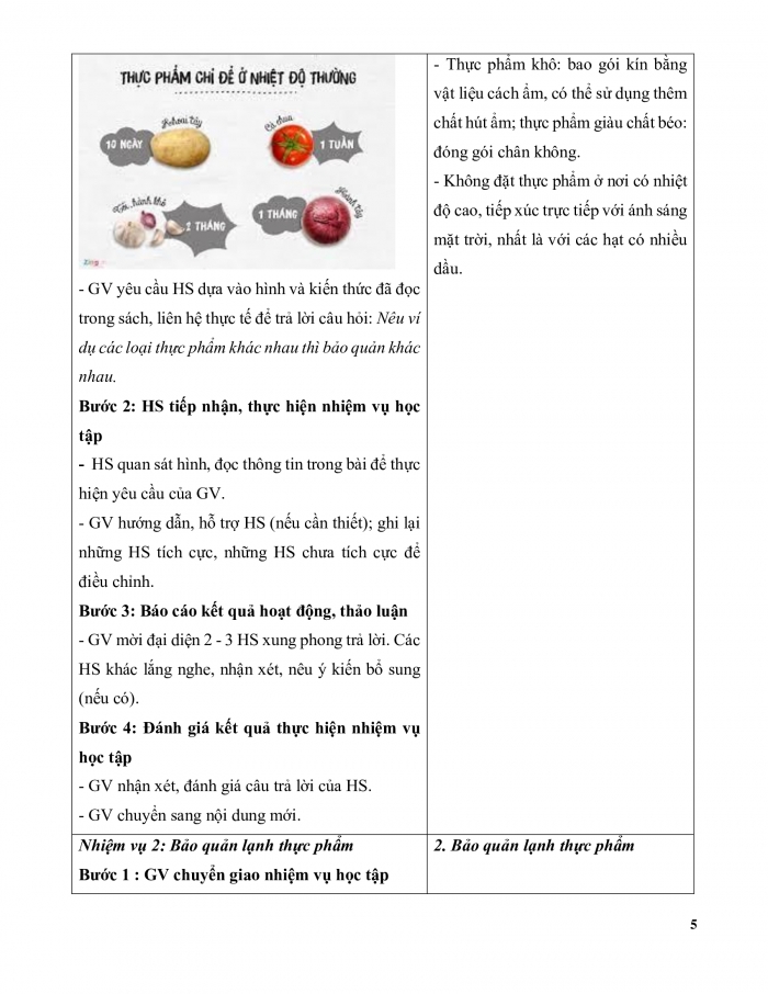 Giáo án và PPT công nghệ 9 chế biến thực phẩm Cánh diều bài 2: Bảo quản chất dinh dưỡng trong thực phẩm