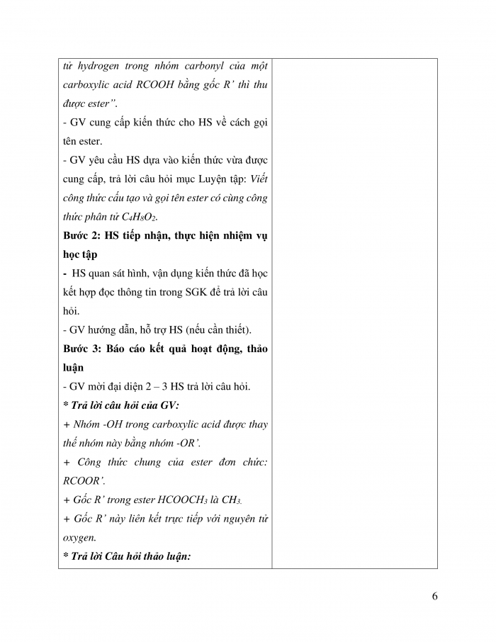 Giáo án và PPT Hóa học 12 cánh diều bài 1: Ester - Lipid