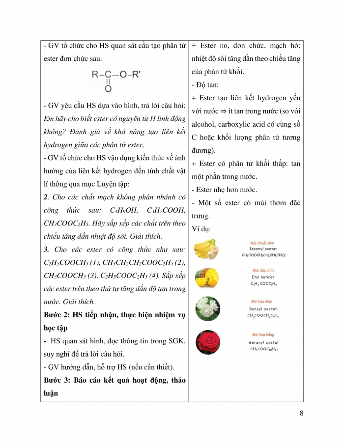 Giáo án và PPT Hóa học 12 cánh diều bài 1: Ester - Lipid