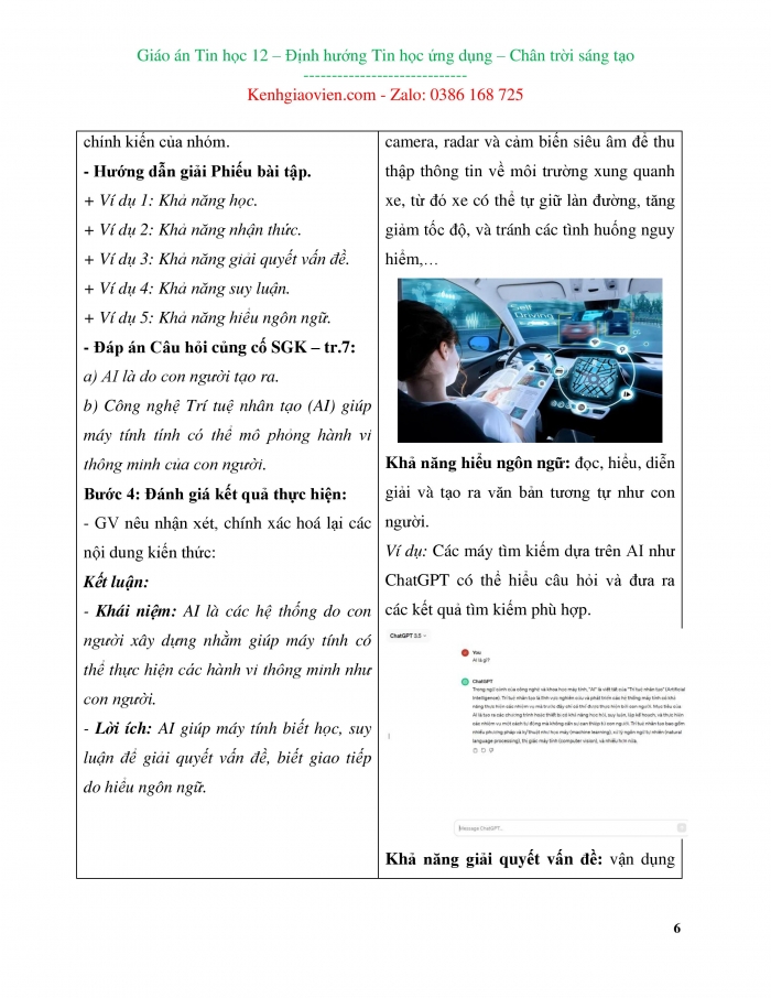 Giáo án và PPT Tin học ứng dụng 12 chân trời Bài A1: Giới thiệu Trí tuệ nhân tạo