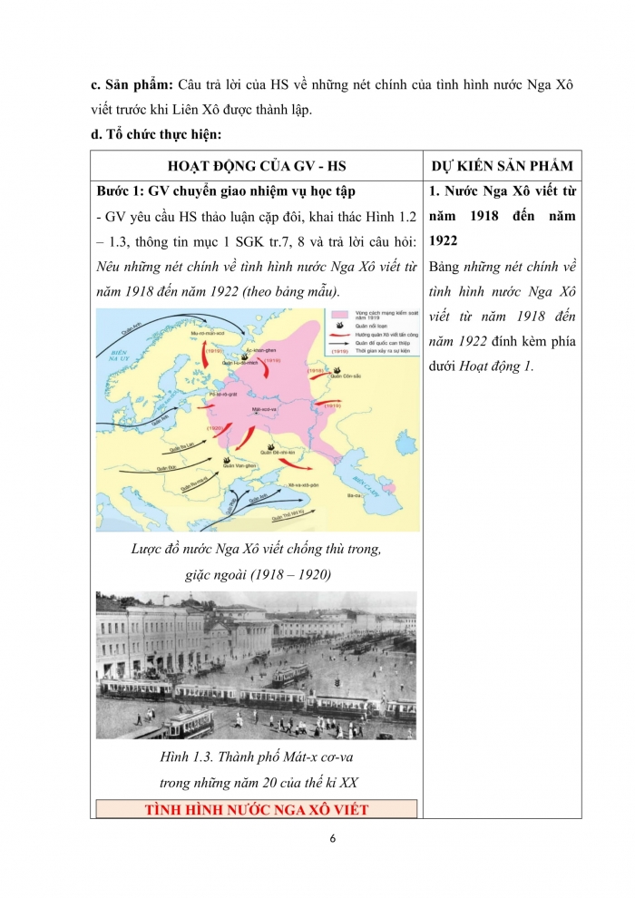 Giáo án và PPT Lịch sử 9 kết nối bài 1: Nước Nga và Liên Xô từ năm 1918 đến năm 1945