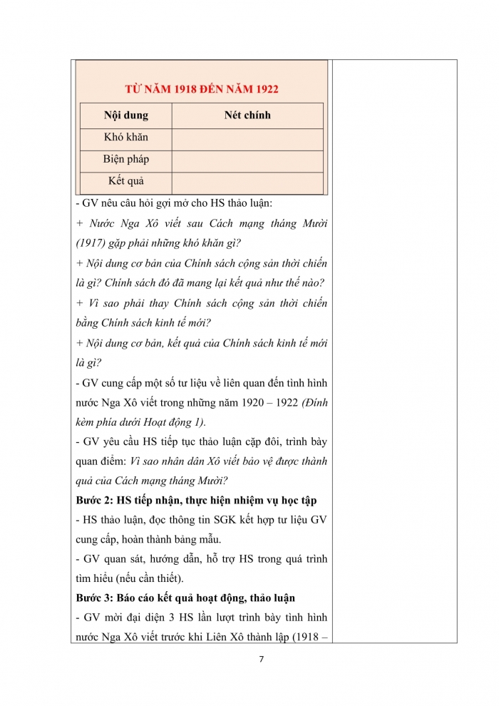 Giáo án và PPT Lịch sử 9 kết nối bài 1: Nước Nga và Liên Xô từ năm 1918 đến năm 1945