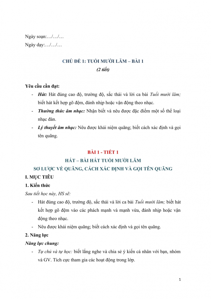 Giáo án và PPT Âm nhạc 9 cánh diều Bài 1: Hát Bài hát Tuổi mười lăm, Thường thức âm nhạc Một số thể loại nhạc đàn, Lí thuyết âm nhạc Sơ lược về quãng