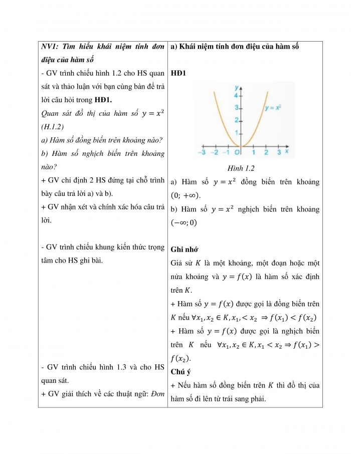 Giáo án và PPT Toán 12 kết nối bài 1: Tính đơn điệu và cực trị của hàm số