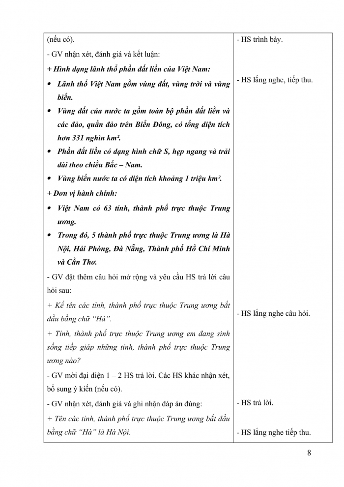 Giáo án và PPT Lịch sử và địa lí 5 Chân trời bài 1: Vị trí địa lí, lãnh thổ, đơn vị hành chính, Quốc kì, Quốc huy, Quốc ca