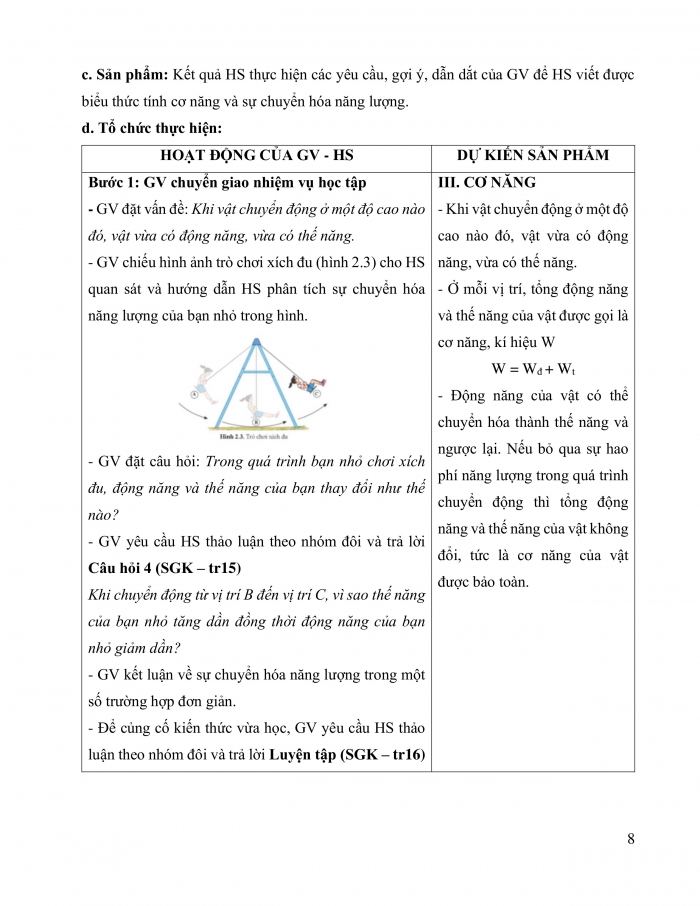 Giáo án và PPT KHTN 9 cánh diều bài 2: Cơ năng